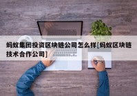 蚂蚁集团投资区块链公司怎么样[蚂蚁区块链技术合作公司]